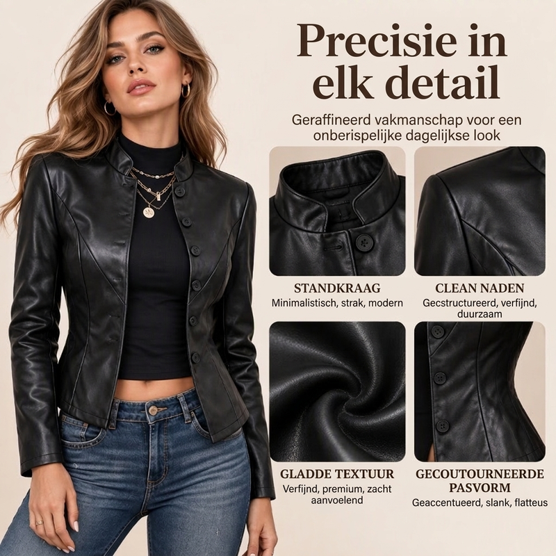 💋Geniet van een 30-daags probleemloos retourbeleid!✅️Dames slim-fit namaakleren jack
