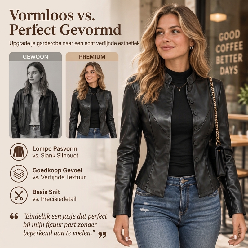 💋Geniet van een 30-daags probleemloos retourbeleid!✅️Dames slim-fit namaakleren jack