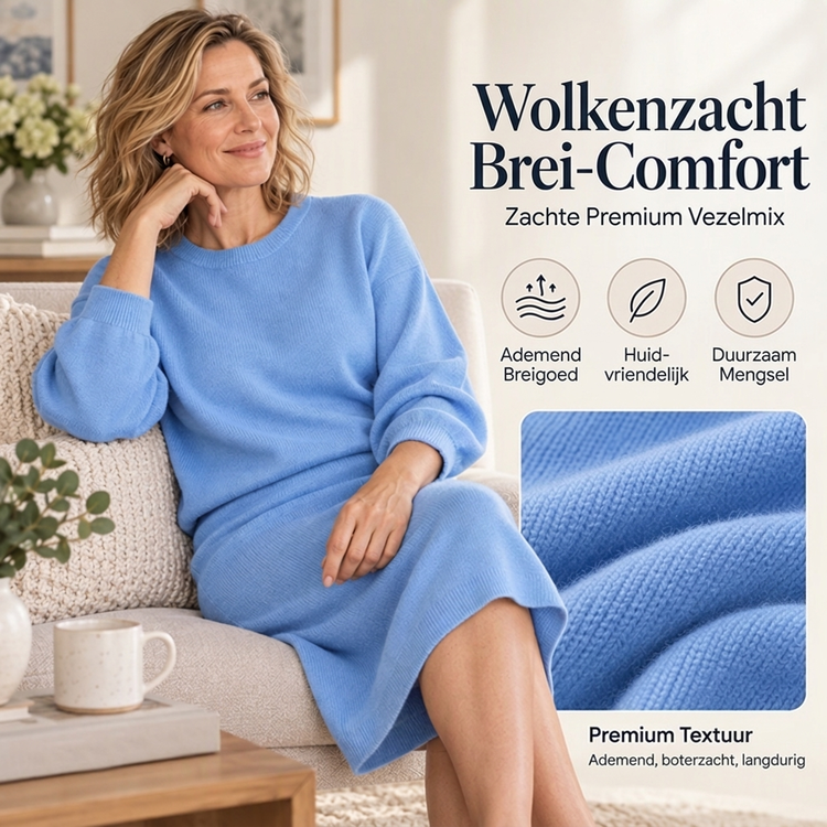 💖Hallo~ Mis het niet als je het leuk vindt🔥🔥Dames gebreid ensemble met ronde hals top en midirok