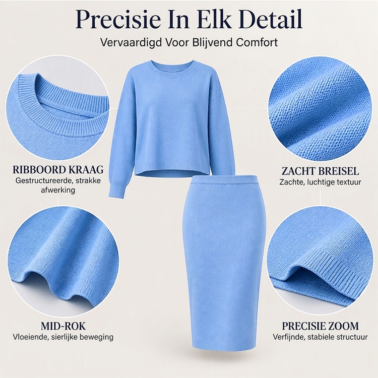 💖Hallo~ Mis het niet als je het leuk vindt🔥🔥Dames gebreid ensemble met ronde hals top en midirok