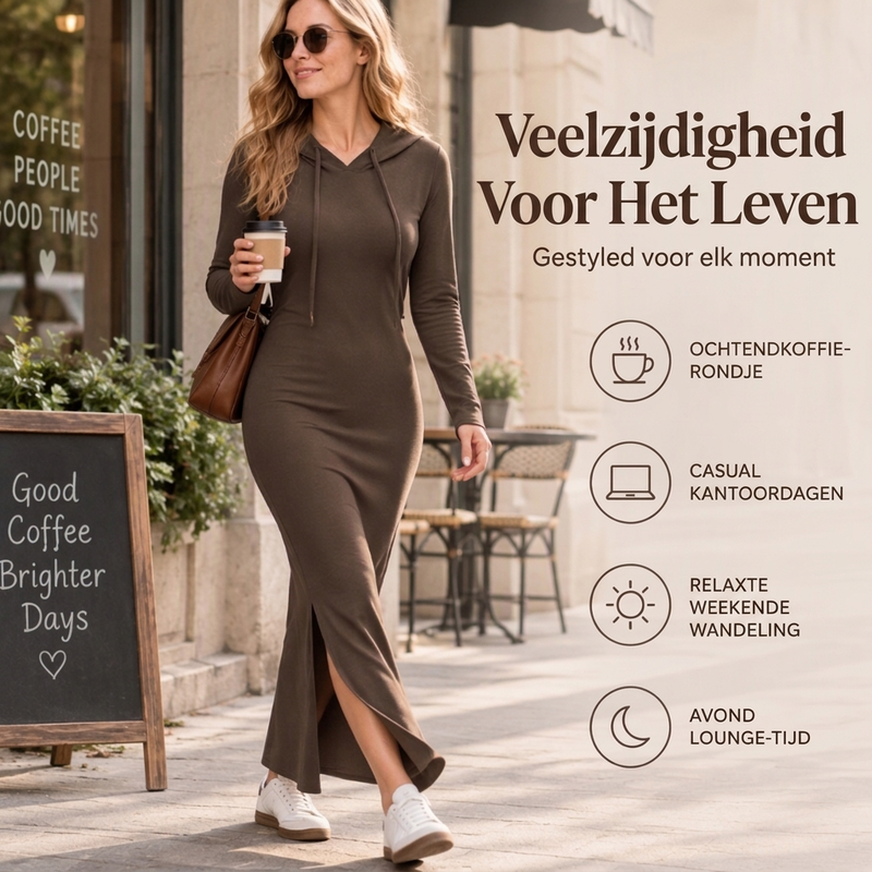 🚀Bespaar nu tijd & geld!😍Vrouwen Bodycon Jurk met Capuchon en Slim Fit