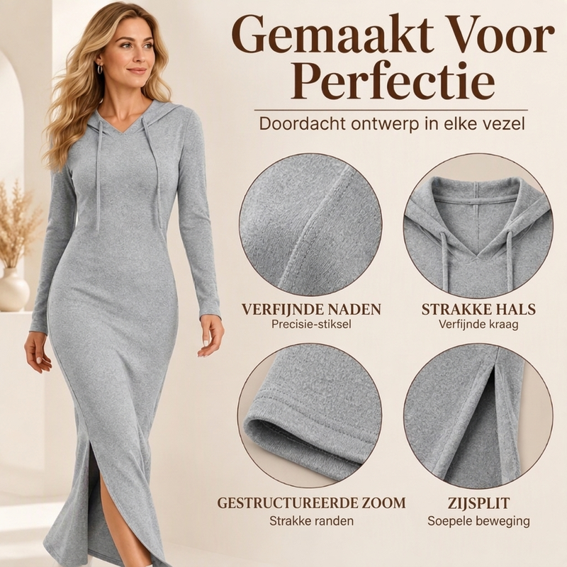 🚀Bespaar nu tijd & geld!😍Vrouwen Bodycon Jurk met Capuchon en Slim Fit
