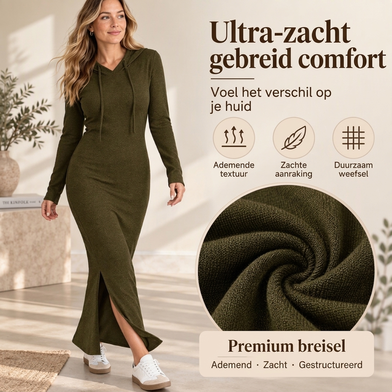 🚀Bespaar nu tijd & geld!😍Vrouwen Bodycon Jurk met Capuchon en Slim Fit