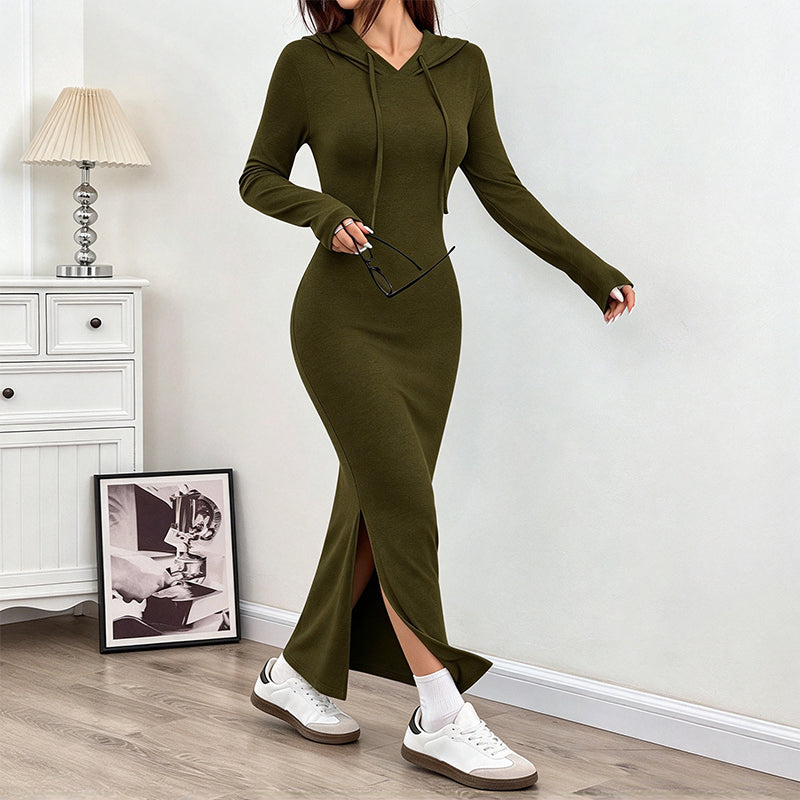 🚀Bespaar nu tijd & geld!😍Vrouwen Bodycon Jurk met Capuchon en Slim Fit