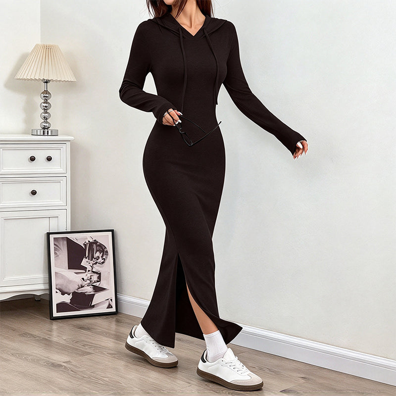 🚀Bespaar nu tijd & geld!😍Vrouwen Bodycon Jurk met Capuchon en Slim Fit