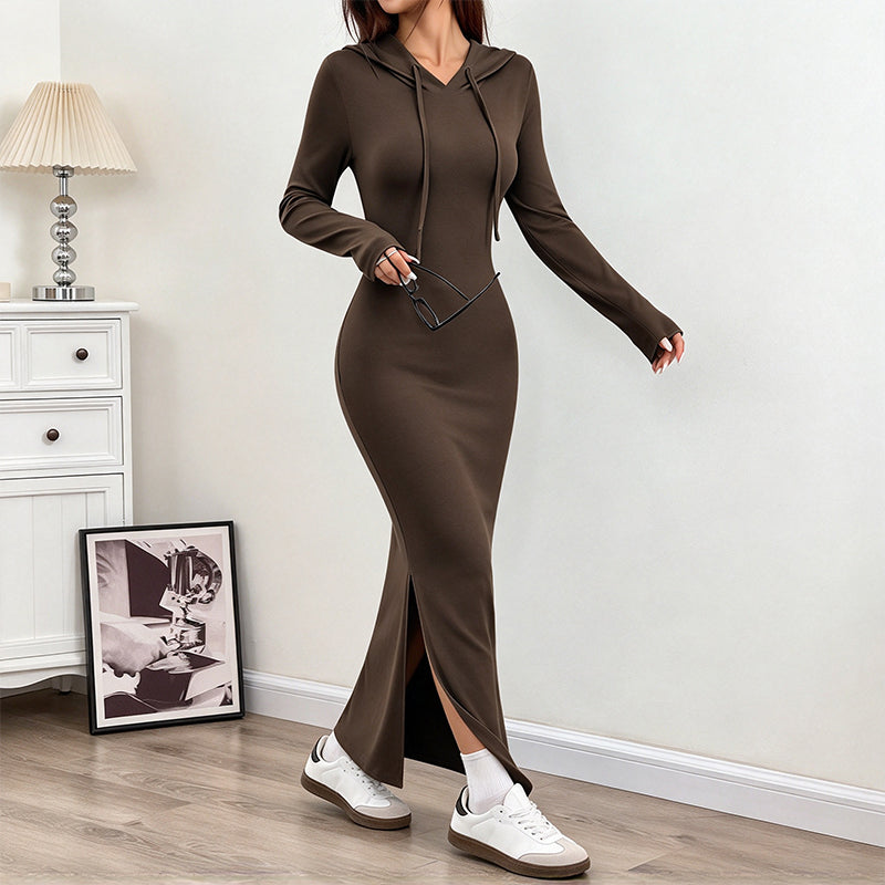 🚀Bespaar nu tijd & geld!😍Vrouwen Bodycon Jurk met Capuchon en Slim Fit