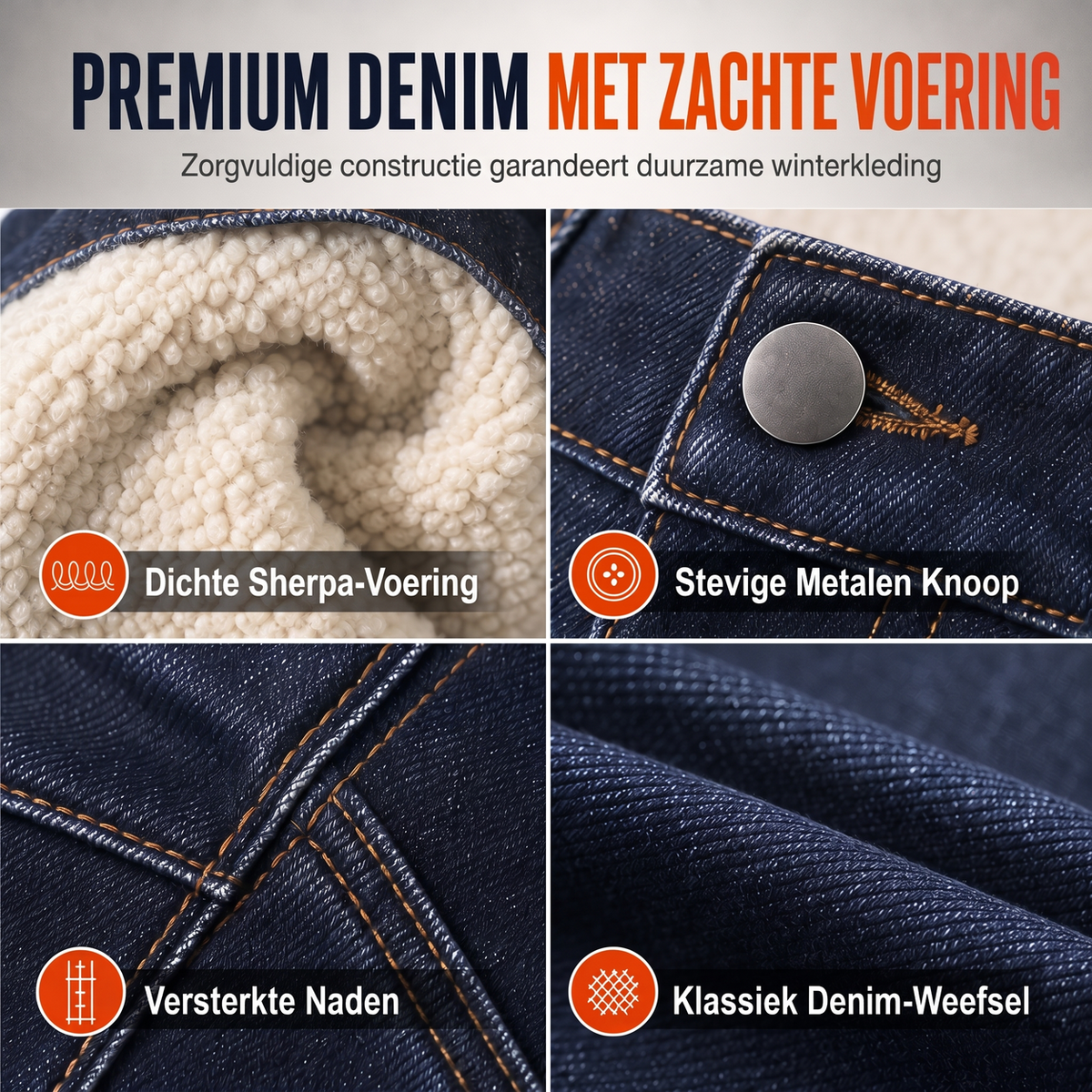 🔥Populair product ！✨Heren Winter Warm Gevoerde Jeans Los RechterPijlen Casual Denim Broek