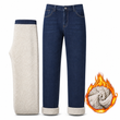 🔥Populair product ！✨Heren Winter Warm Gevoerde Jeans Los RechterPijlen Casual Denim Broek