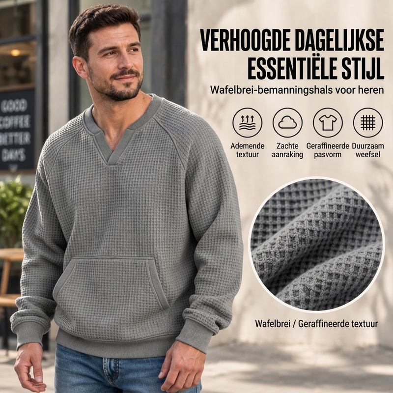 ✨Beperkte voorraad beschikbaar, mis het niet!🔥🔥✈️Heren Casual Wafelgebreid Sweatshirt