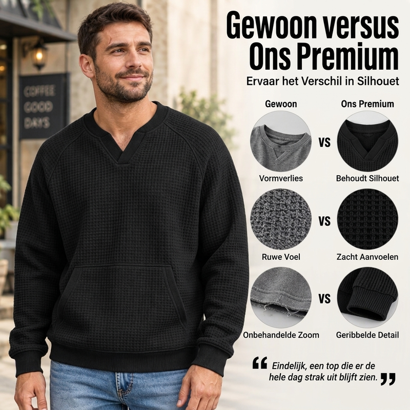 ✨Beperkte voorraad beschikbaar, mis het niet!🔥🔥✈️Heren Casual Wafelgebreid Sweatshirt