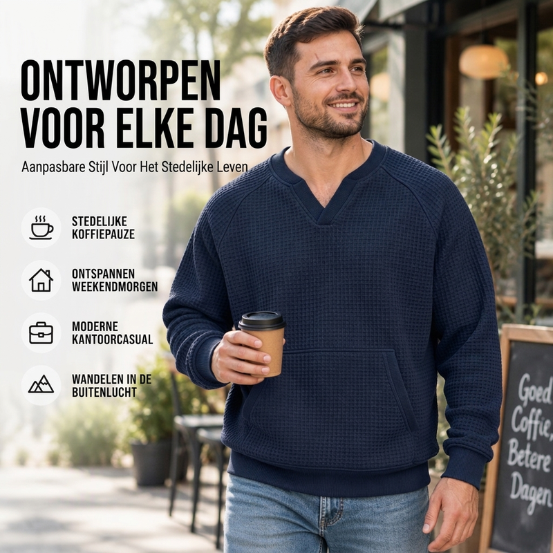 ✨Beperkte voorraad beschikbaar, mis het niet!🔥🔥✈️Heren Casual Wafelgebreid Sweatshirt