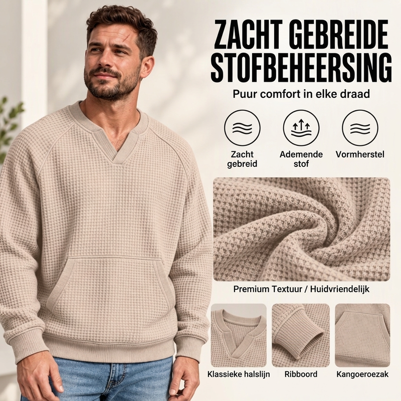 ✨Beperkte voorraad beschikbaar, mis het niet!🔥🔥✈️Heren Casual Wafelgebreid Sweatshirt