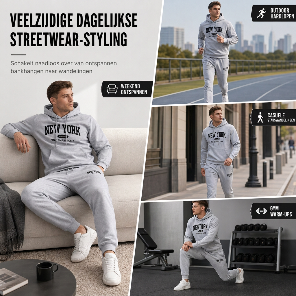 💖Hallo~ Mis het niet als je het leuk vindt🔥Gratis verzending✈️Heren Graphic Hoodie en Trainingsbroek Set