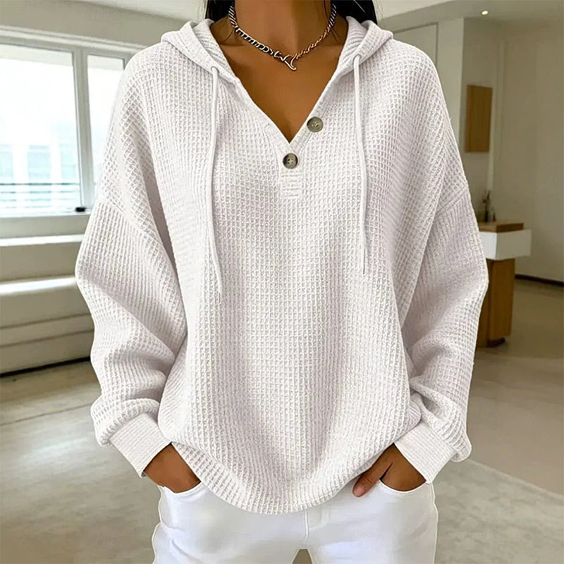 🔥Populair product ！✨🔥Gratis verzending✈️Dames Wafel Gebreid Henley Hoodie