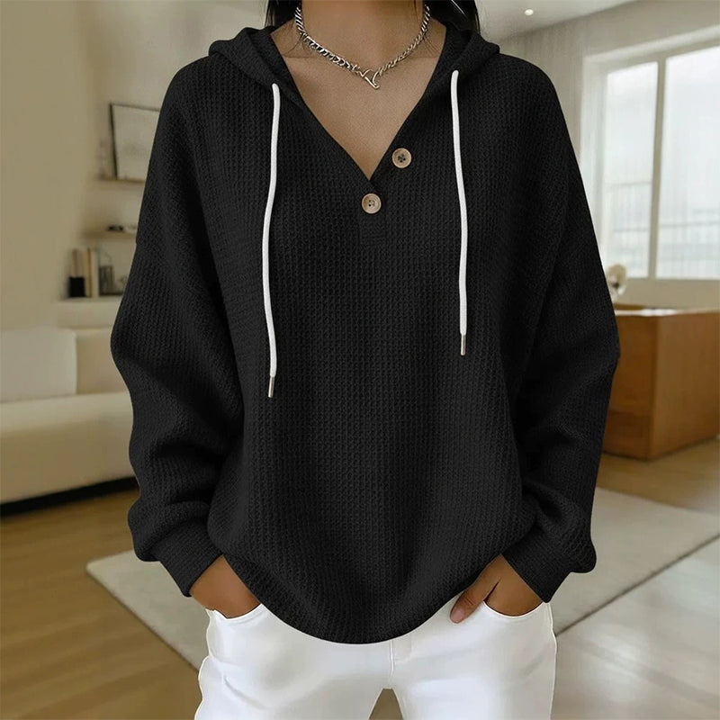 🔥Populair product ！✨🔥Gratis verzending✈️Dames Wafel Gebreid Henley Hoodie