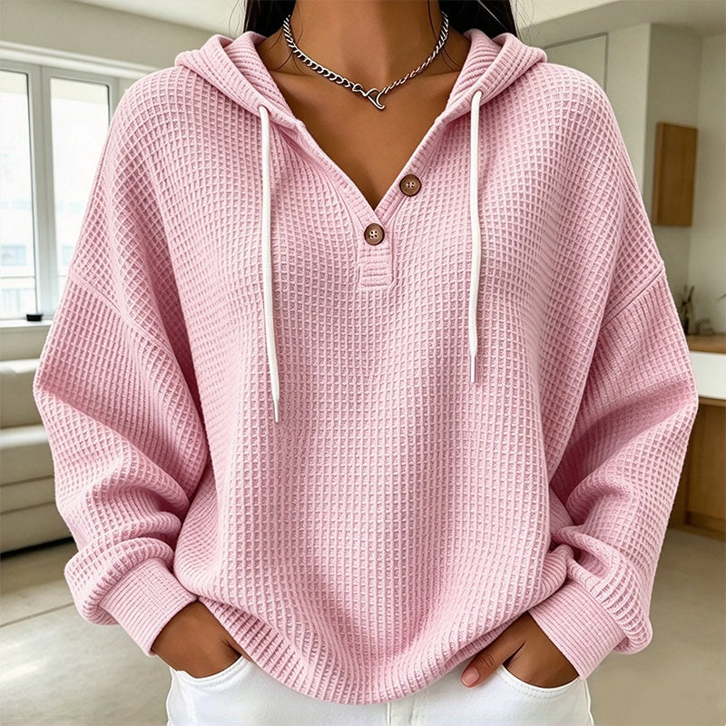 🔥Populair product ！✨🔥Gratis verzending✈️Dames Wafel Gebreid Henley Hoodie