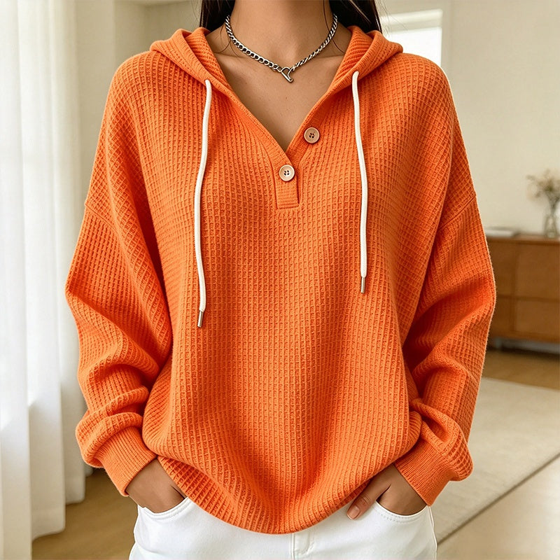 🔥Populair product ！✨🔥Gratis verzending✈️Dames Wafel Gebreid Henley Hoodie