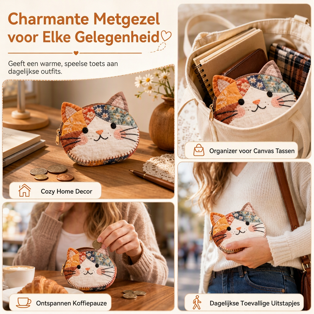 🚀Bespaar nu tijd & geld!😍Schattige Gewatteerde Katten Mini Portemonnee en Draagbare Kaarthouder Kleine Creatieve Zak voor Meisjes