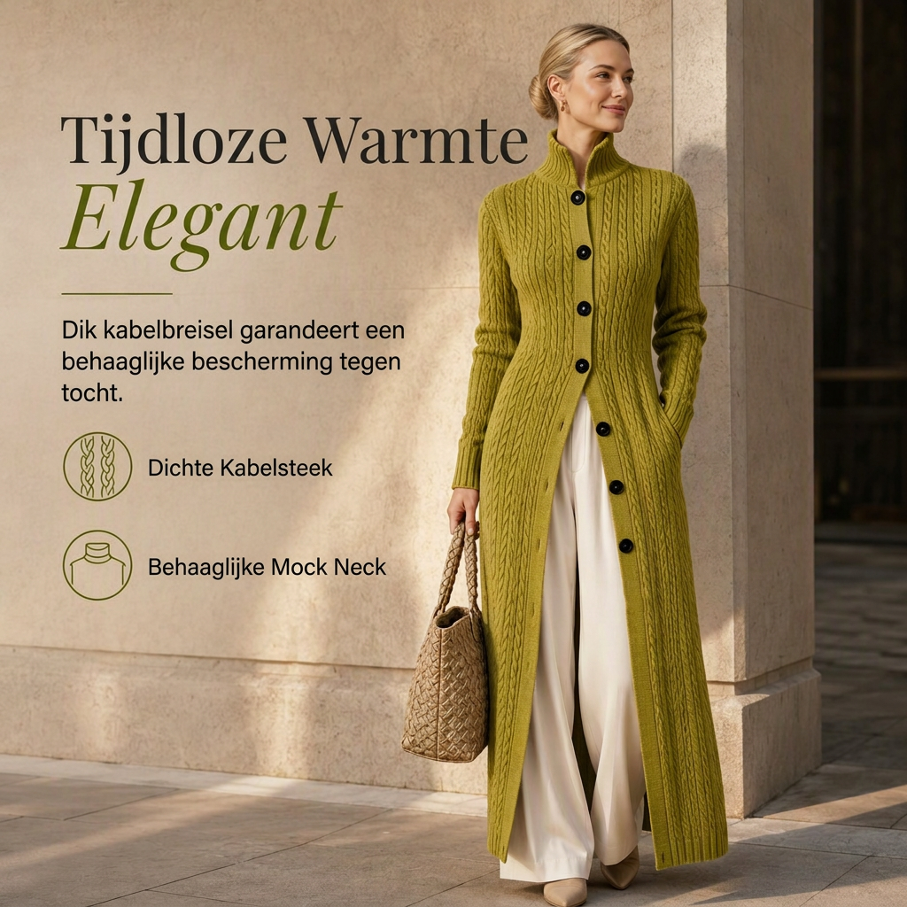 🚀Bespaar nu tijd & geld!😍Dames Lang Vest Duster Trui Jas met Kabelpatroon en Colkraag