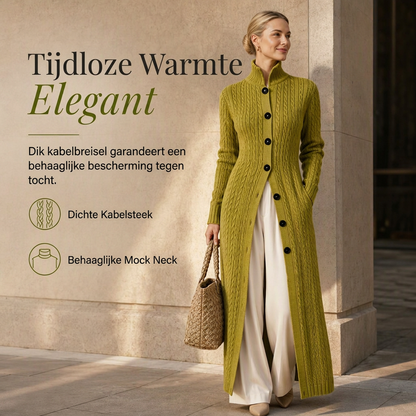 🚀Bespaar nu tijd & geld!😍Dames Lang Vest Duster Trui Jas met Kabelpatroon en Colkraag