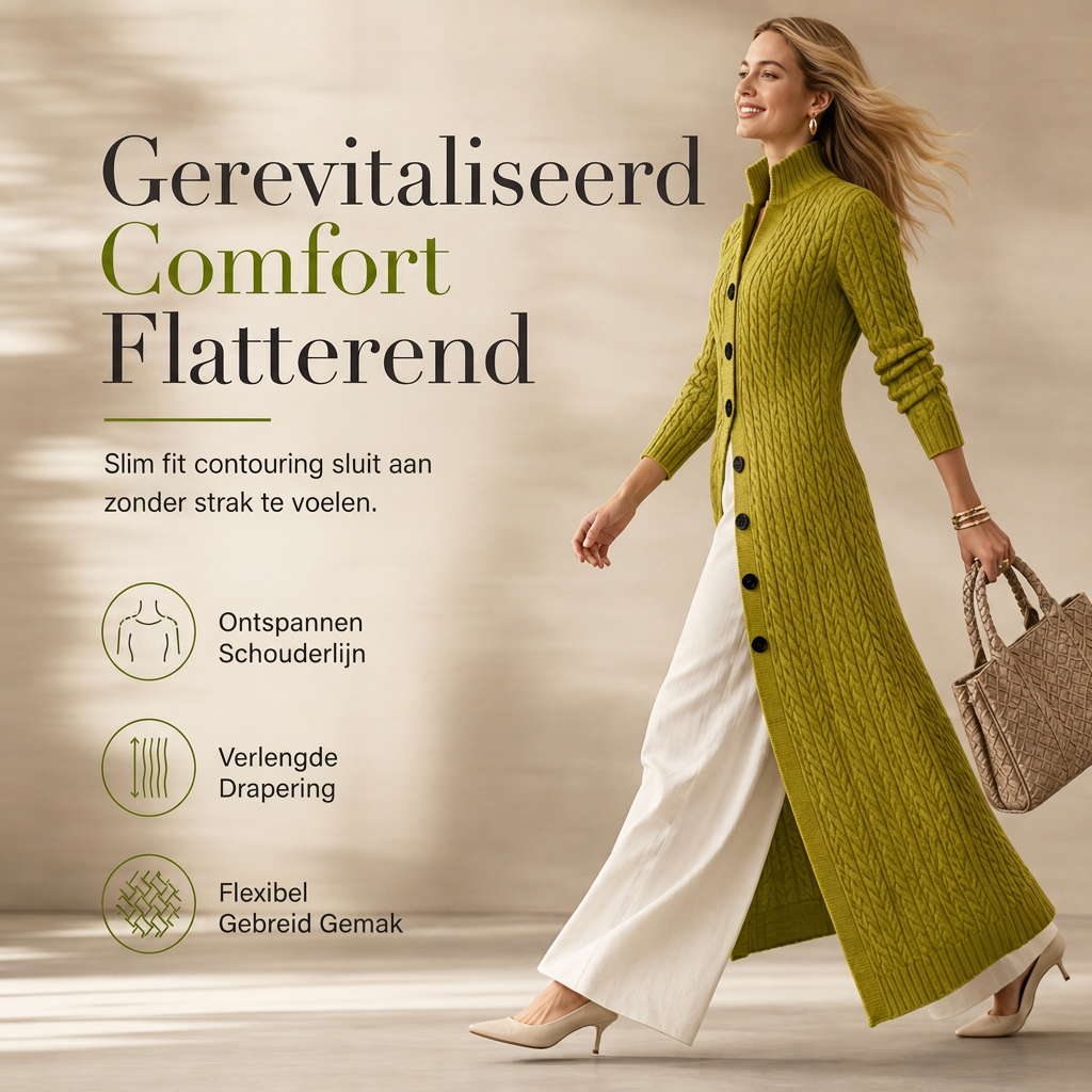 🚀Bespaar nu tijd & geld!😍Dames Lang Vest Duster Trui Jas met Kabelpatroon en Colkraag