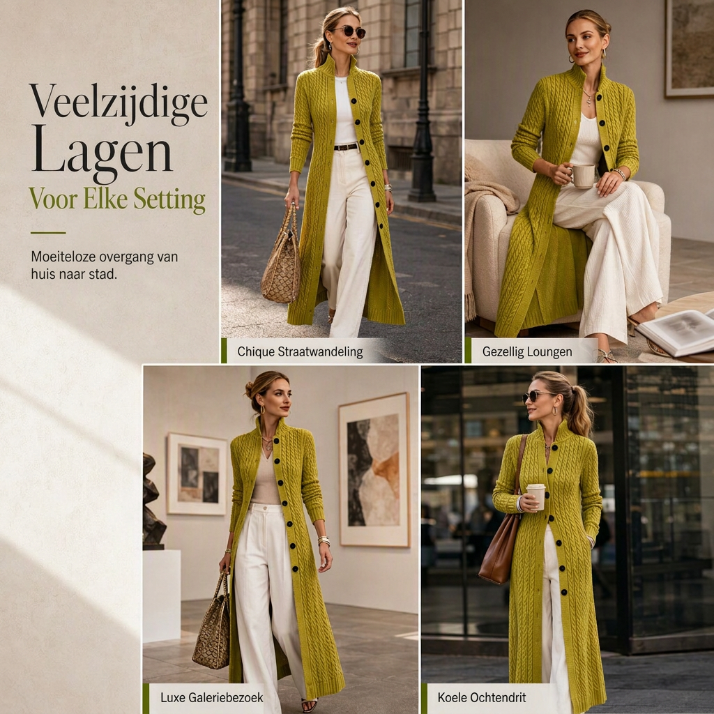 🚀Bespaar nu tijd & geld!😍Dames Lang Vest Duster Trui Jas met Kabelpatroon en Colkraag