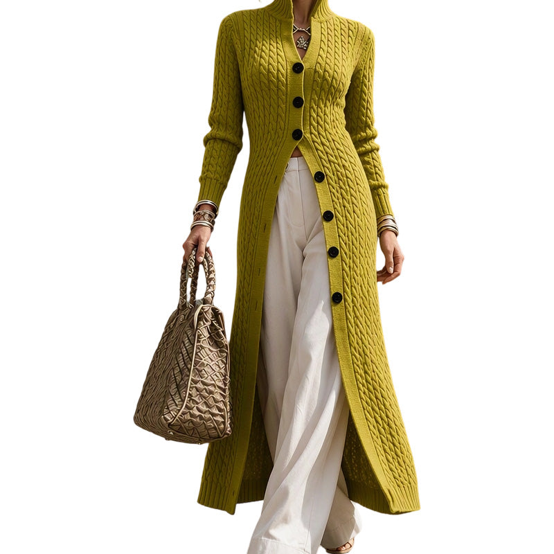 🚀Bespaar nu tijd & geld!😍Dames Lang Vest Duster Trui Jas met Kabelpatroon en Colkraag
