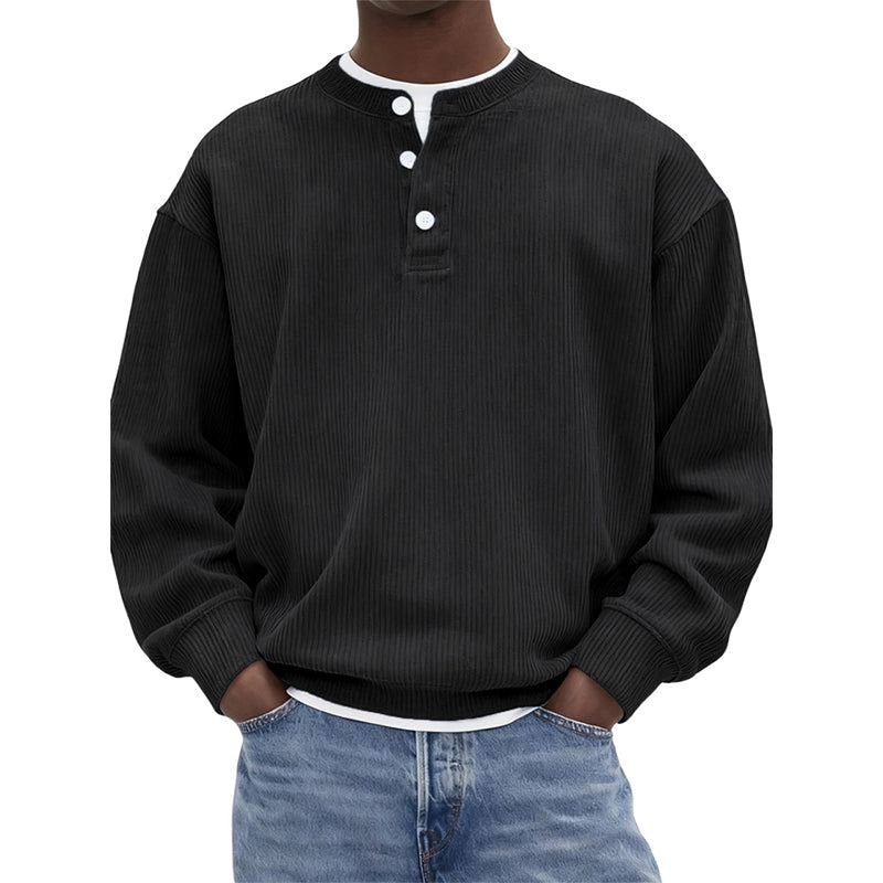 🤩 Haal het vandaag nog voordat het uitverkocht is!👇🎁Casual Corduroy Henley-shirt met Lange Mouwen voor Heren