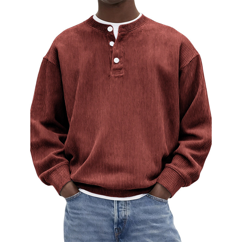 🤩 Haal het vandaag nog voordat het uitverkocht is!👇🎁Casual Corduroy Henley-shirt met Lange Mouwen voor Heren