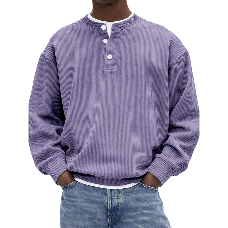 🤩 Haal het vandaag nog voordat het uitverkocht is!👇🎁Casual Corduroy Henley-shirt met Lange Mouwen voor Heren