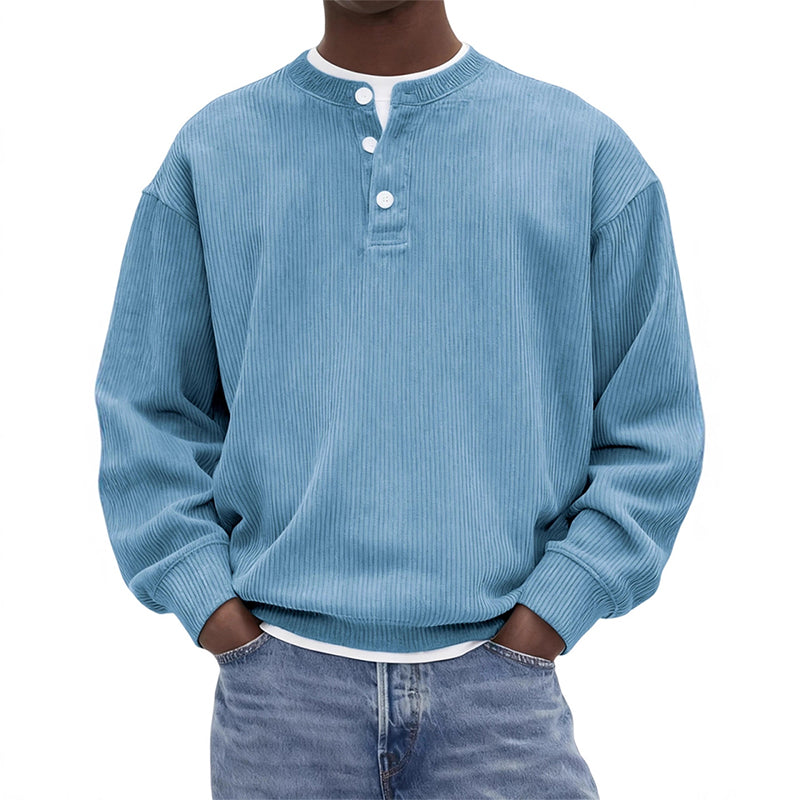 🤩 Haal het vandaag nog voordat het uitverkocht is!👇🎁Casual Corduroy Henley-shirt met Lange Mouwen voor Heren