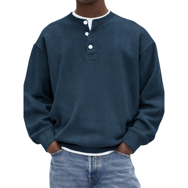 🤩 Haal het vandaag nog voordat het uitverkocht is!👇🎁Casual Corduroy Henley-shirt met Lange Mouwen voor Heren