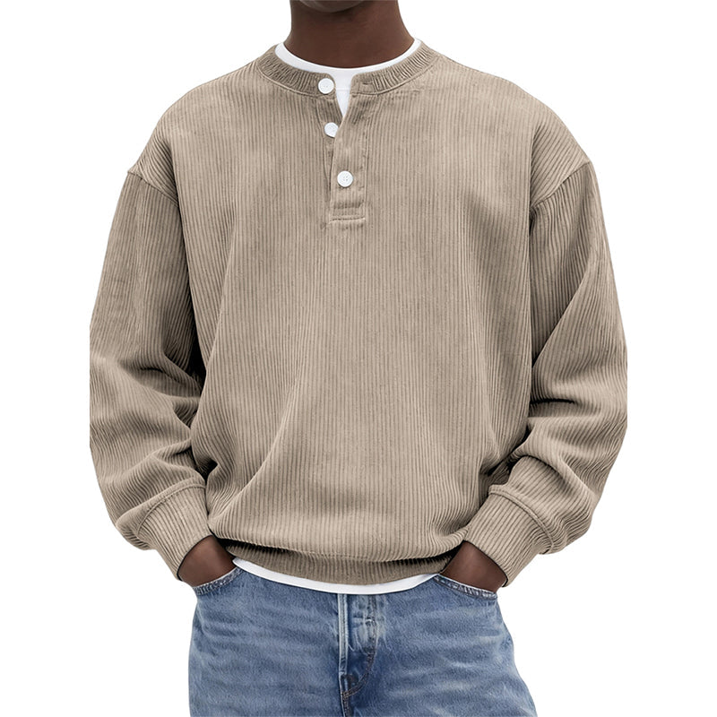🤩 Haal het vandaag nog voordat het uitverkocht is!👇🎁Casual Corduroy Henley-shirt met Lange Mouwen voor Heren