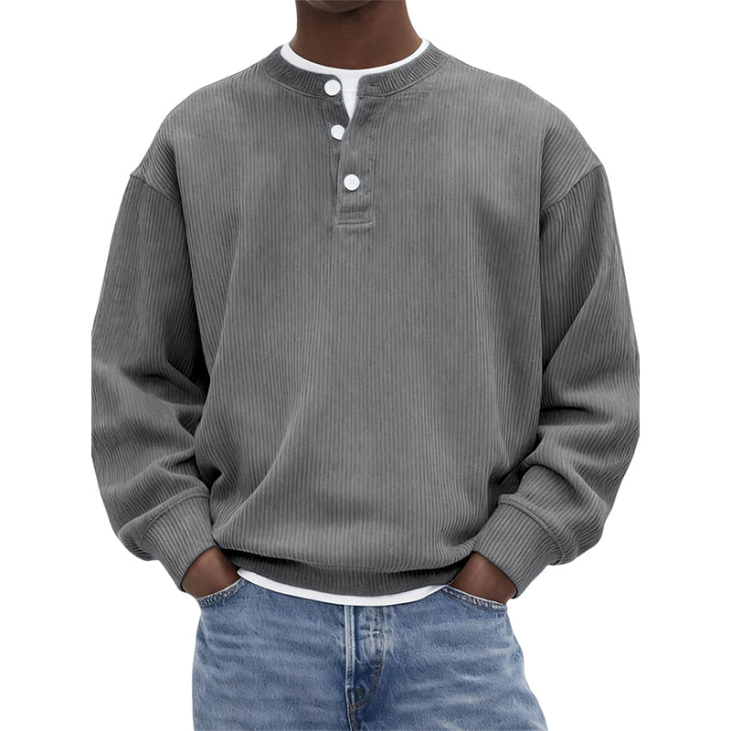 🤩 Haal het vandaag nog voordat het uitverkocht is!👇🎁Casual Corduroy Henley-shirt met Lange Mouwen voor Heren
