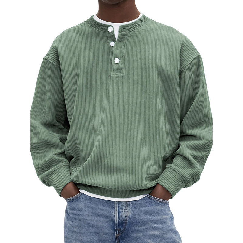 🤩 Haal het vandaag nog voordat het uitverkocht is!👇🎁Casual Corduroy Henley-shirt met Lange Mouwen voor Heren