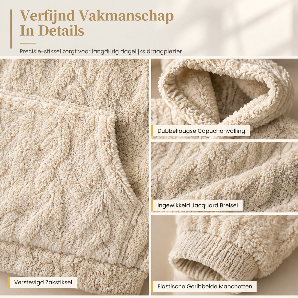 💋Geniet van een 30-daags probleemloos retourbeleid!✅️Zachte pluche hoodie met jacquard structuur