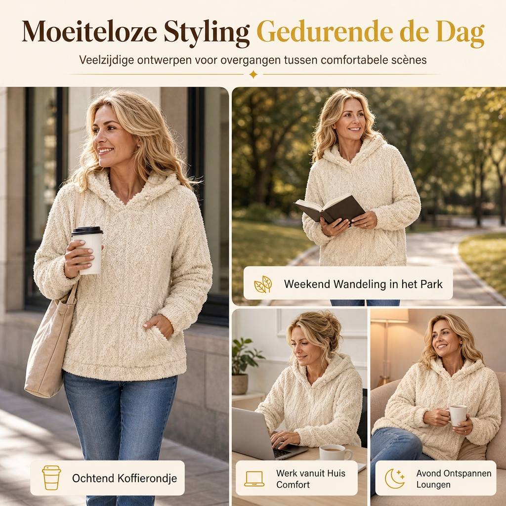 💋Geniet van een 30-daags probleemloos retourbeleid!✅️Zachte pluche hoodie met jacquard structuur