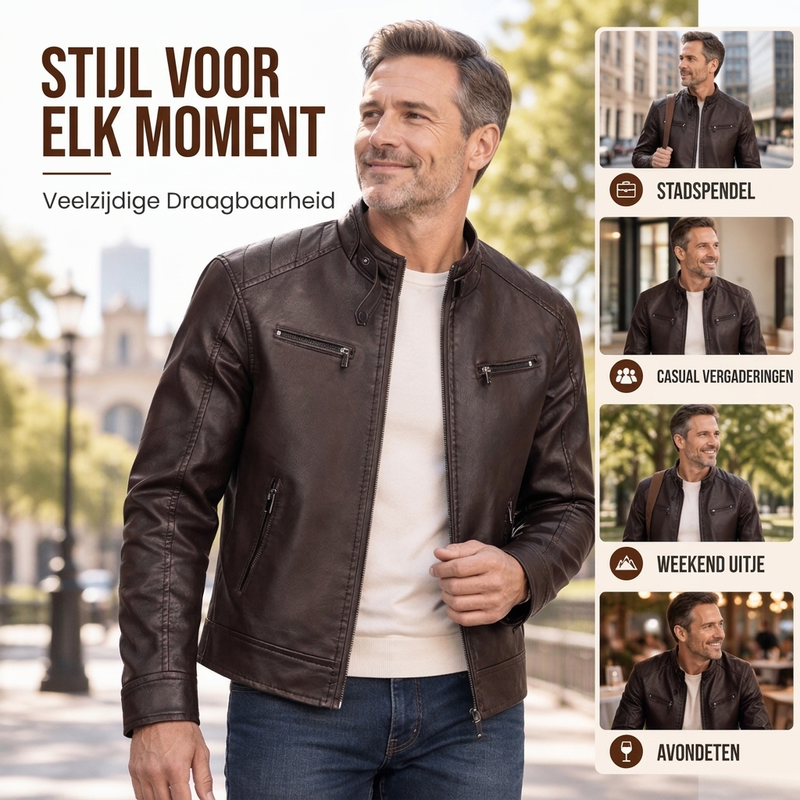 💖Hallo~ Mis het niet als je het leuk vindt🔥🔥Stijlvolle heren jack van kunstleer met standkraag