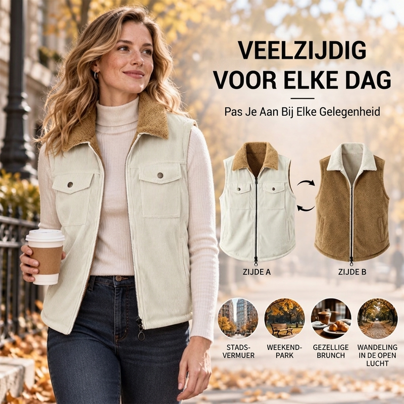 ✨Beperkte voorraad beschikbaar, mis het niet!🔥👍Unisex omkeerbaar corduroy warm vest