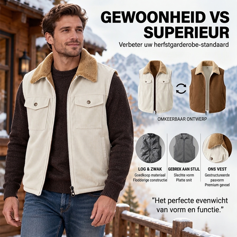 ✨Beperkte voorraad beschikbaar, mis het niet!🔥👍Unisex omkeerbaar corduroy warm vest