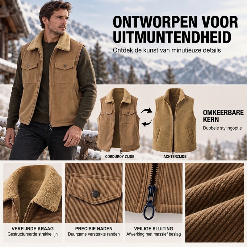✨Beperkte voorraad beschikbaar, mis het niet!🔥👍Unisex omkeerbaar corduroy warm vest