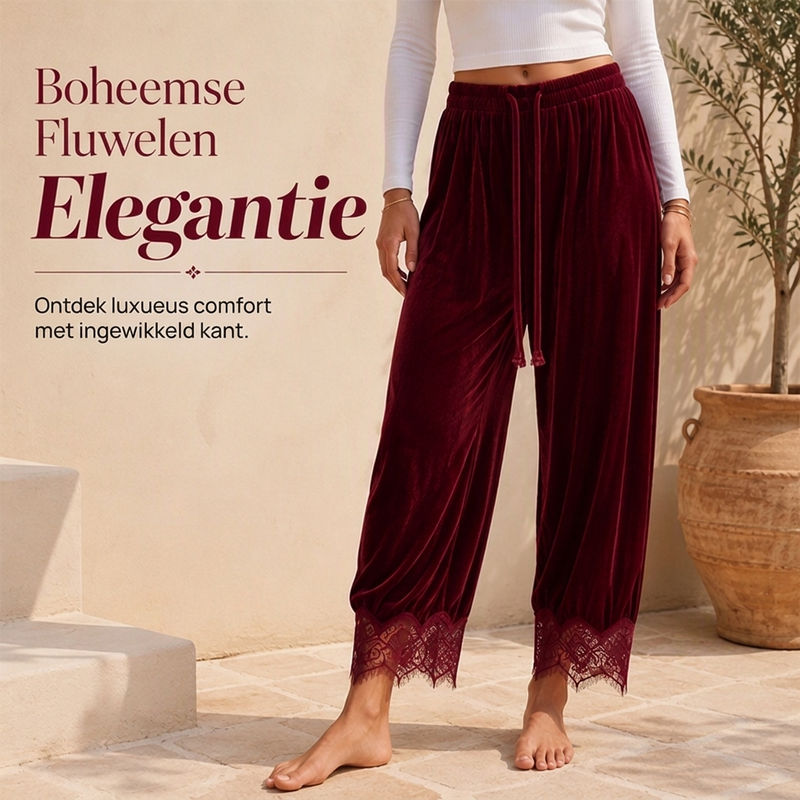 🔥Een must-have vandaag! Niet te missen!🔥 Broek met wijde pijpen en kanten rand voor dames