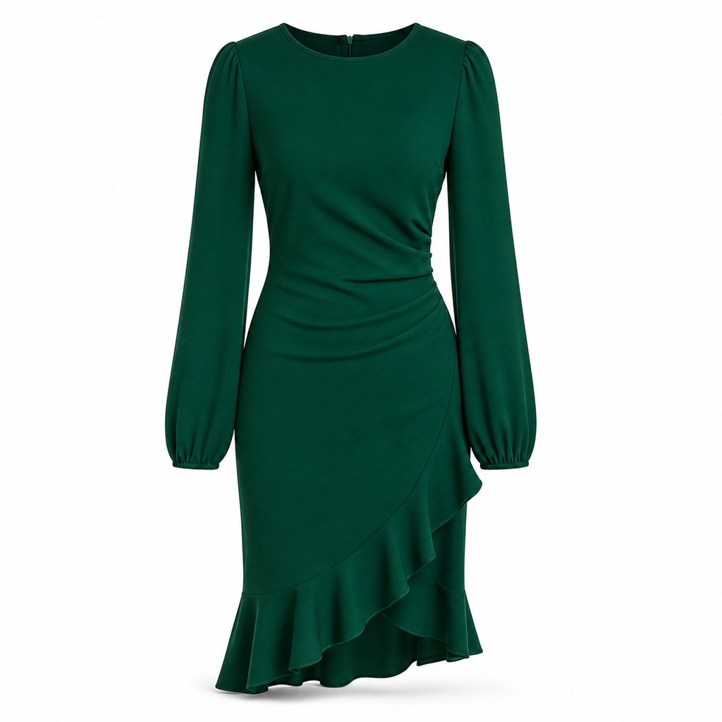 ✨Beperkte voorraad beschikbaar, mis het niet!🔥🔥Vrouwen effen kleur Puff Sleeve Bodycon-jurk