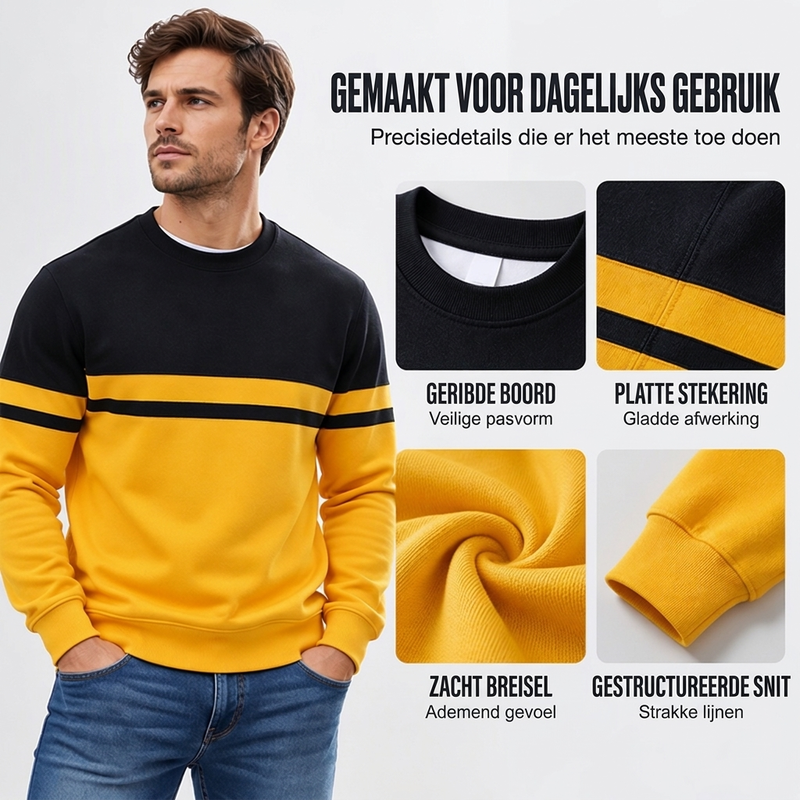🚀Bespaar nu tijd & geld!😍Casual heren-sweatshirt met ronde hals en kleurblokken