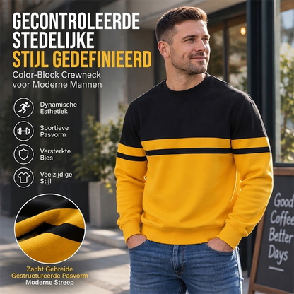 🚀Bespaar nu tijd & geld!😍Casual heren-sweatshirt met ronde hals en kleurblokken