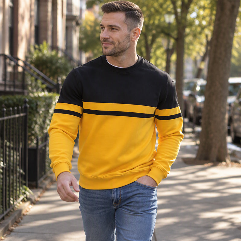 🚀Bespaar nu tijd & geld!😍Casual heren-sweatshirt met ronde hals en kleurblokken