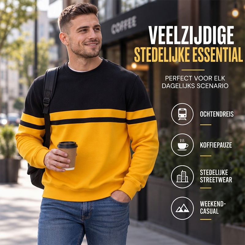 🚀Bespaar nu tijd & geld!😍Casual heren-sweatshirt met ronde hals en kleurblokken