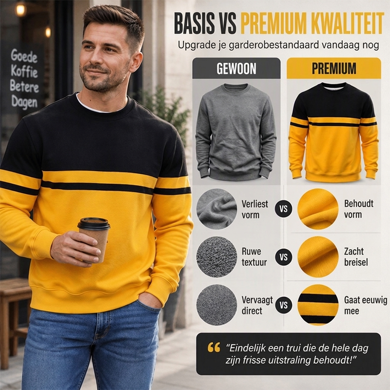 🚀Bespaar nu tijd & geld!😍Casual heren-sweatshirt met ronde hals en kleurblokken