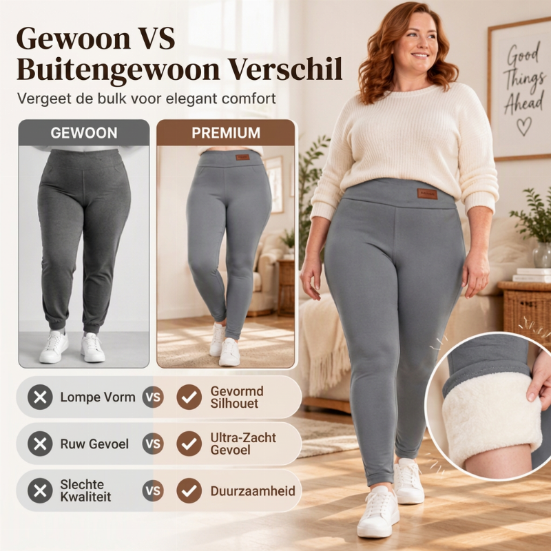 🔥Populair product ！✨Thermische leggings voor dames met hoge taille en pluche voering