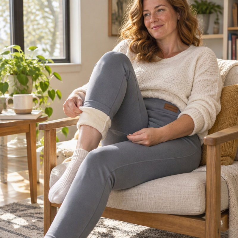 🔥Populair product ！✨Thermische leggings voor dames met hoge taille en pluche voering